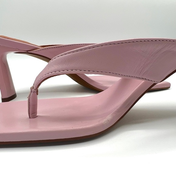 L’Intervalle pink  mule open toe sandals pastel square toe strappy leather heels - Picture 12 of 15